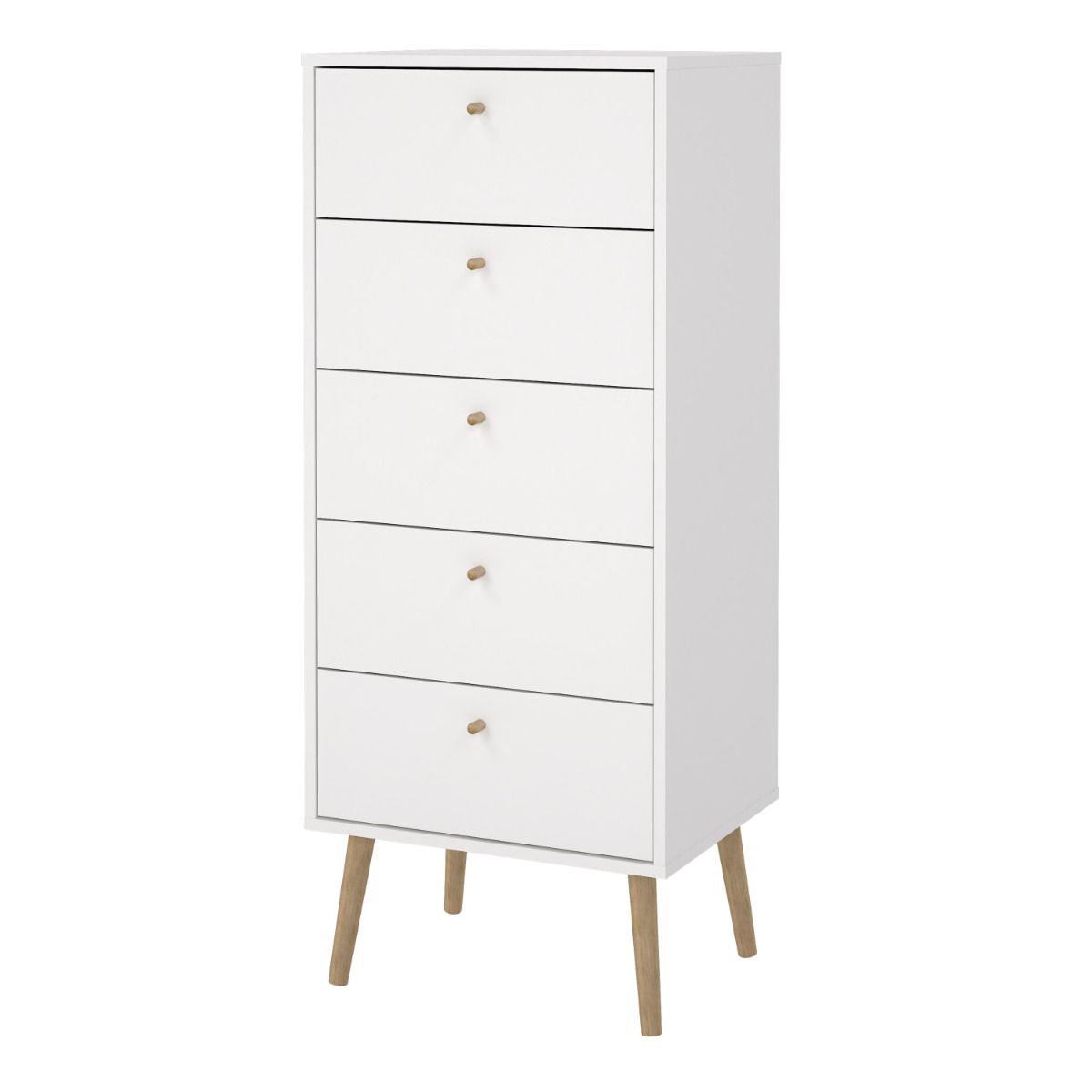 Cumbria Tall Narrow Tallboy 5 Drawer White Chest of Drawers - Price Crash Furniture