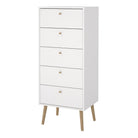 Cumbria Tall Narrow Tallboy 5 Drawer White Chest of Drawers - Price Crash Furniture