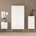 Cumbria Tall Narrow Tallboy 5 Drawer White Chest of Drawers - Price Crash Furniture