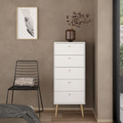 Cumbria Tall Narrow Tallboy 5 Drawer White Chest of Drawers - Price Crash Furniture