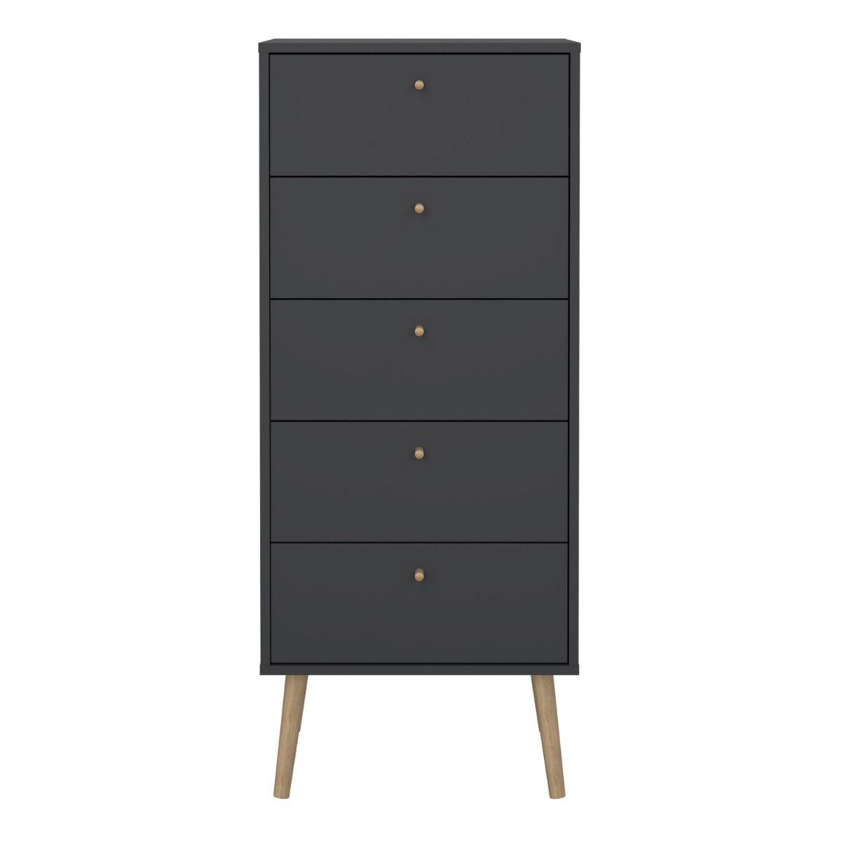 Cumbria Tall Narrow 5 Drawer Chest of Drawers Tallboy in Dark Grey - Price Crash Furniture