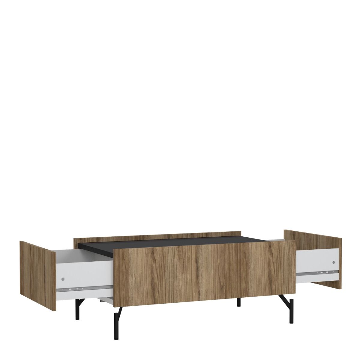 Kendall Storage Coffee Table With 2 Drawers Oak And Black - Price Crash Furniture