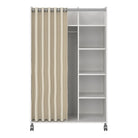 Uppsala Open Mobile Wardrobe White & Beige Textile Curtain - Price Crash Furniture