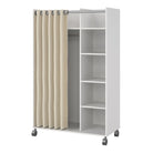 Uppsala Open Mobile Wardrobe White & Beige Textile Curtain - Price Crash Furniture