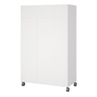 Uppsala Open Mobile Wardrobe White & Beige Textile Curtain - Price Crash Furniture