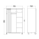 Uppsala Open Mobile Wardrobe White & Beige Textile Curtain - Price Crash Furniture