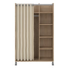 Uppsala Open Mobile Wardrobe Oak & Beige Textile Curtain On Wheels - Price Crash Furniture