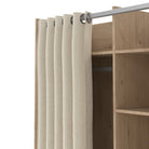 Uppsala Open Mobile Wardrobe Oak & Beige Textile Curtain On Wheels - Price Crash Furniture