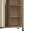 Uppsala Open Mobile Wardrobe Oak & Beige Textile Curtain On Wheels - Price Crash Furniture