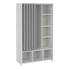 Uppsala Open Mobile Wardrobe Unit In White With A Grey Textile Curtain - Price Crash Furniture