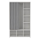 Uppsala Open Mobile Wardrobe Unit In White With A Grey Textile Curtain - Price Crash Furniture