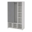 Uppsala Open Mobile Wardrobe Unit In White With A Grey Textile Curtain - Price Crash Furniture