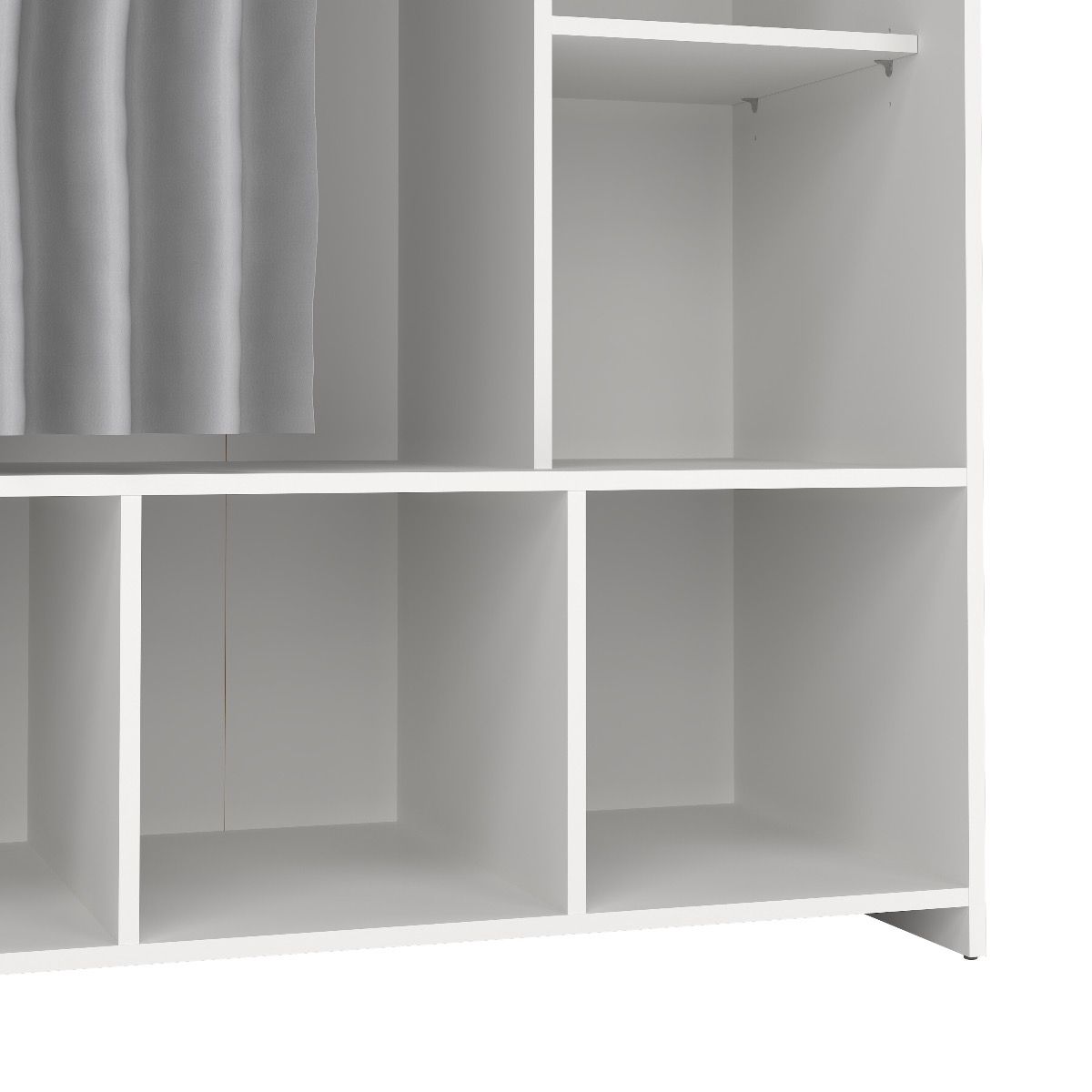 Uppsala Open Mobile Wardrobe Unit In White With A Grey Textile Curtain - Price Crash Furniture