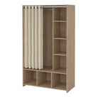 Uppsala Open Mobile Wardrobe Jackson Hickory Oak & Beige Textile Curtain - Price Crash Furniture