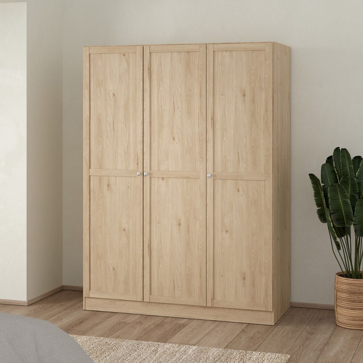 Brande Wardrobe With 3 Frame Doors In Jackson Hickory Oak - Price Crash Furniture