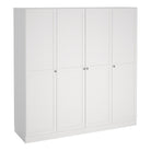 Brande Large Wide Shaker Style Wardrobe With 4 Frame Doors In White - Price Crash Furniture