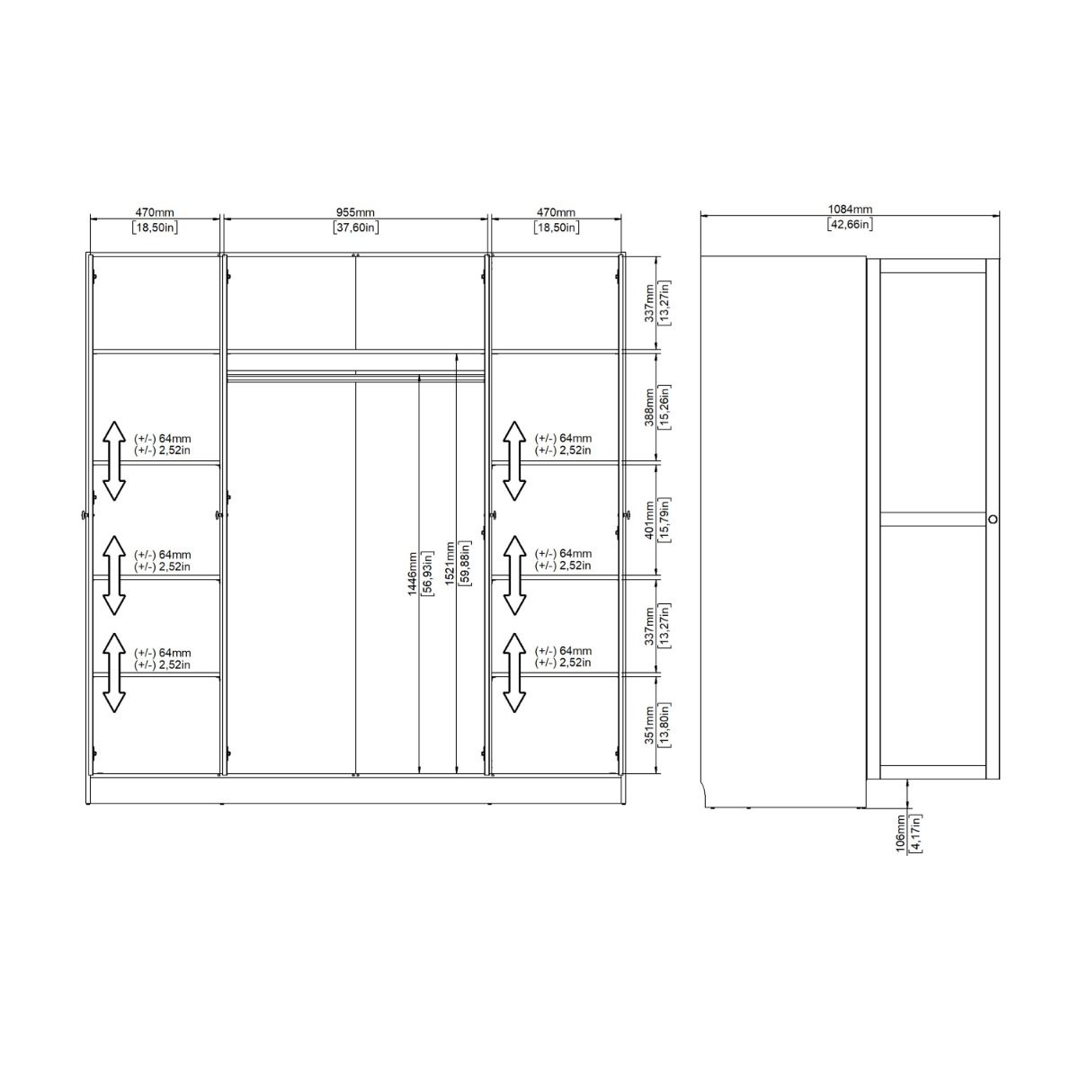 Brande Large Wide Shaker Style Wardrobe With 4 Frame Doors In White - Price Crash Furniture