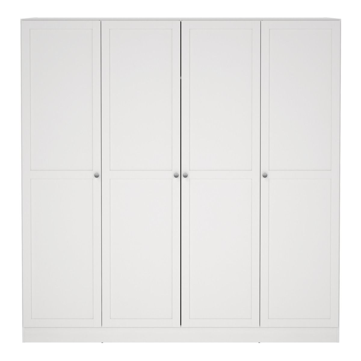 Brande Large Wide Shaker Style Wardrobe With 4 Frame Doors In White - Price Crash Furniture