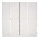 Brande Large Wide Shaker Style Wardrobe With 4 Frame Doors In White - Price Crash Furniture