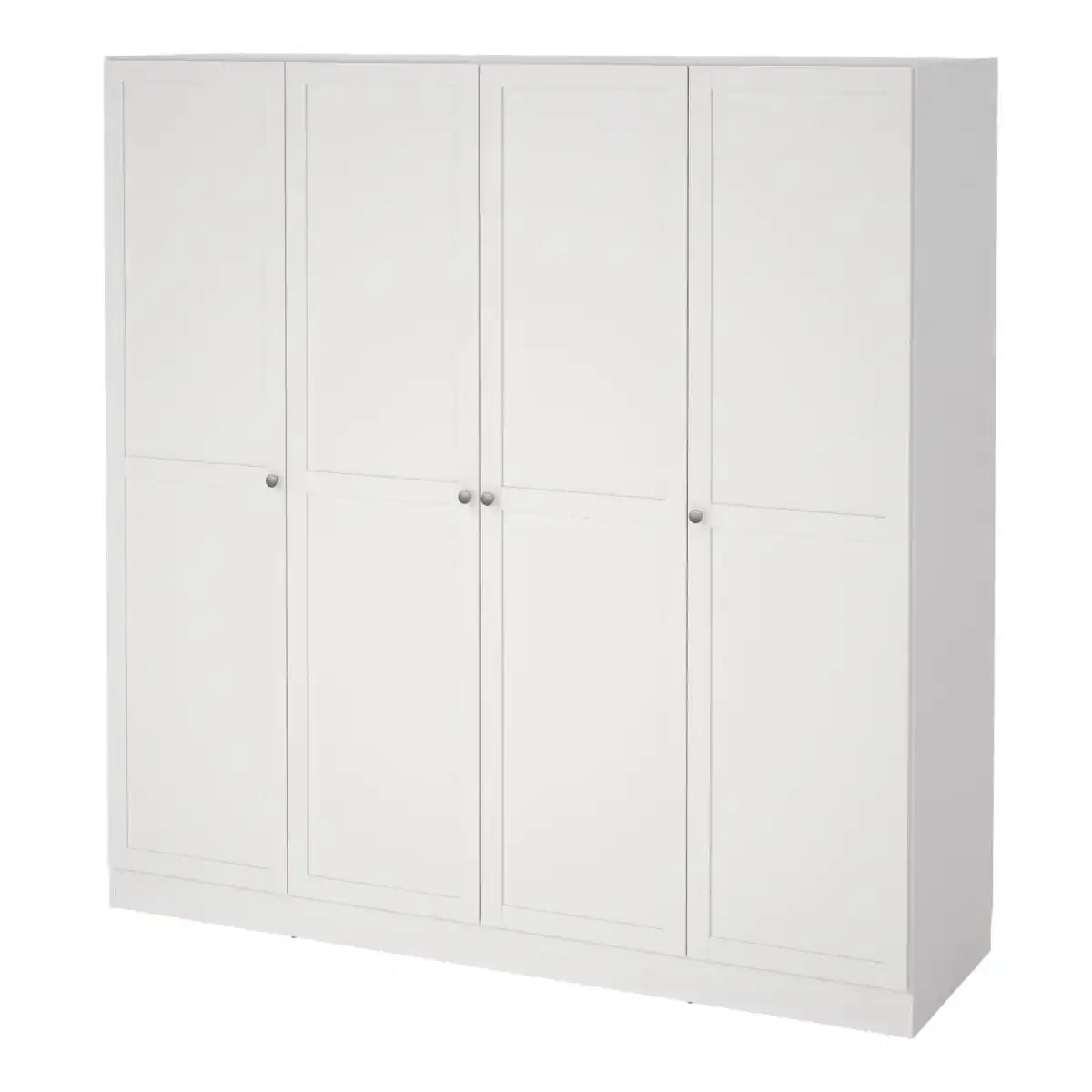 Brande Large Wide Shaker Style Wardrobe With 4 Frame Doors In White - Price Crash Furniture