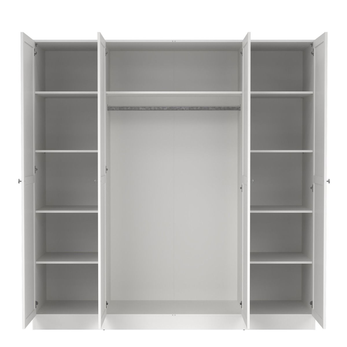 Brande Large Wide Shaker Style Wardrobe With 4 Frame Doors In White - Price Crash Furniture