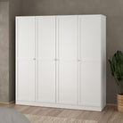 Brande Large Wide Shaker Style Wardrobe With 4 Frame Doors In White - Price Crash Furniture