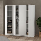 Brande Large Wide Shaker Style Wardrobe With 4 Frame Doors In White - Price Crash Furniture