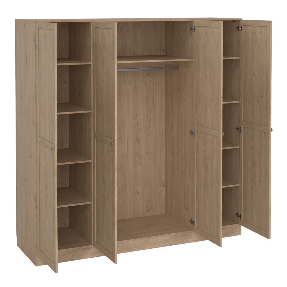 Brande Large Wide Wardrobe With 4 Frame Doors In Jackson Hickory Oak - Price Crash Furniture