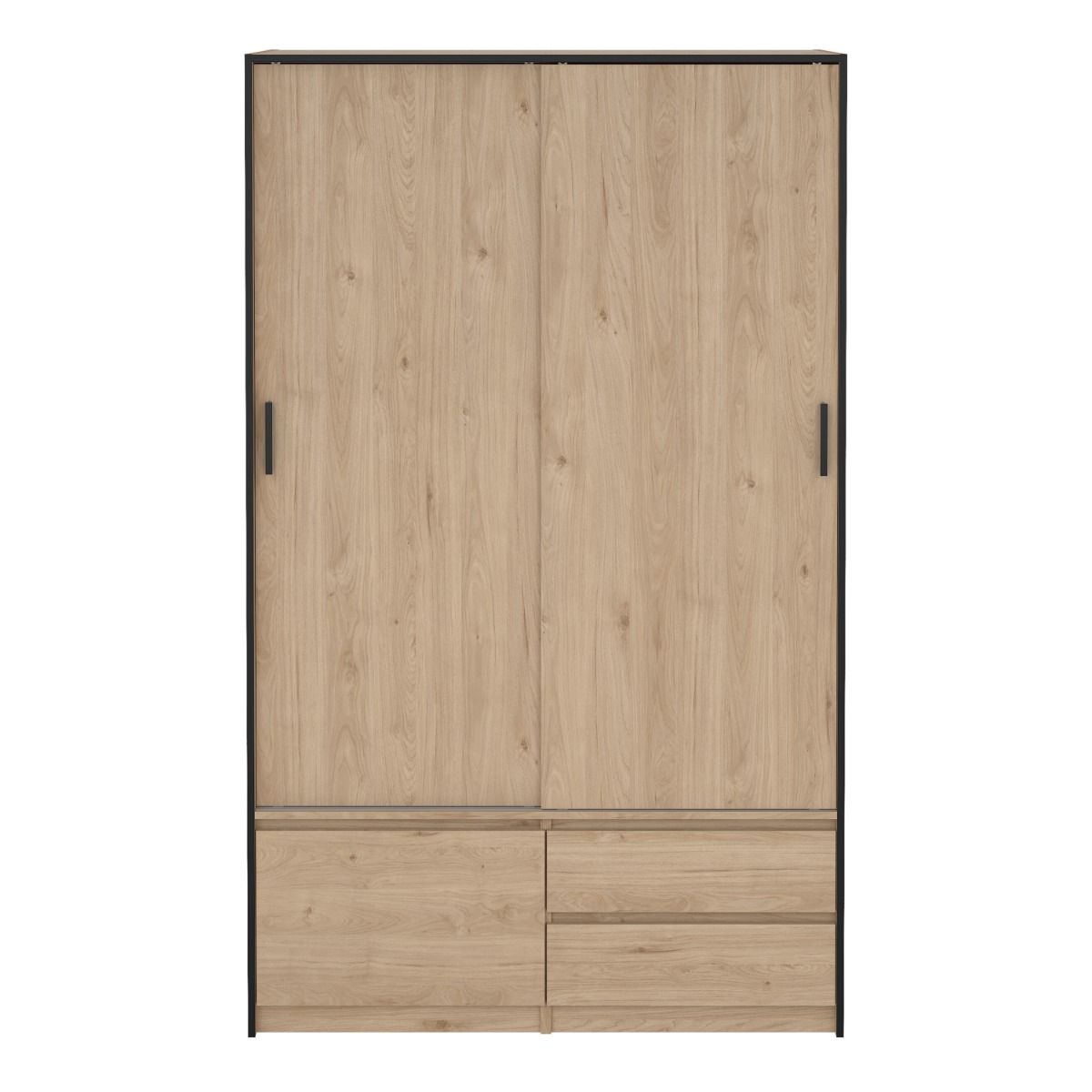 Line Wardrobe With 2 Sliding Doors 1 Small Door And 2 Drawers In Jackson Hickory Oak