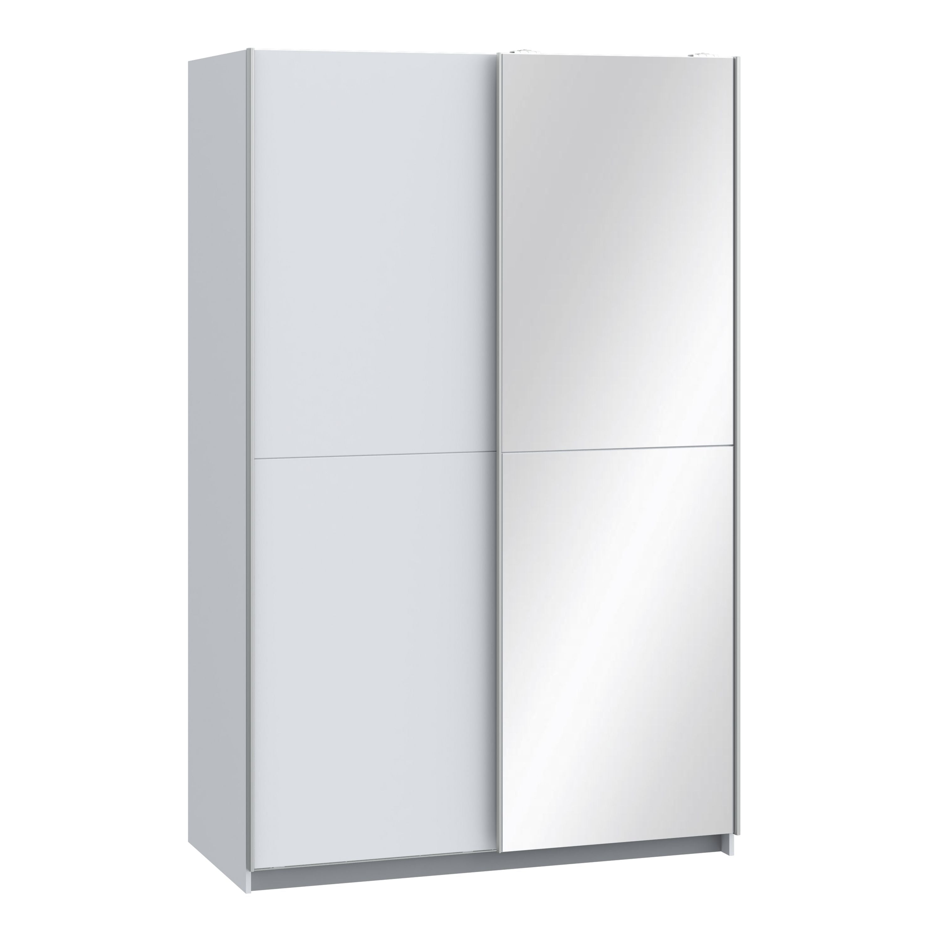 Babetta 2 Door Sliding Wardrobe In Matt White With Mirrored Door - Price Crash Furniture