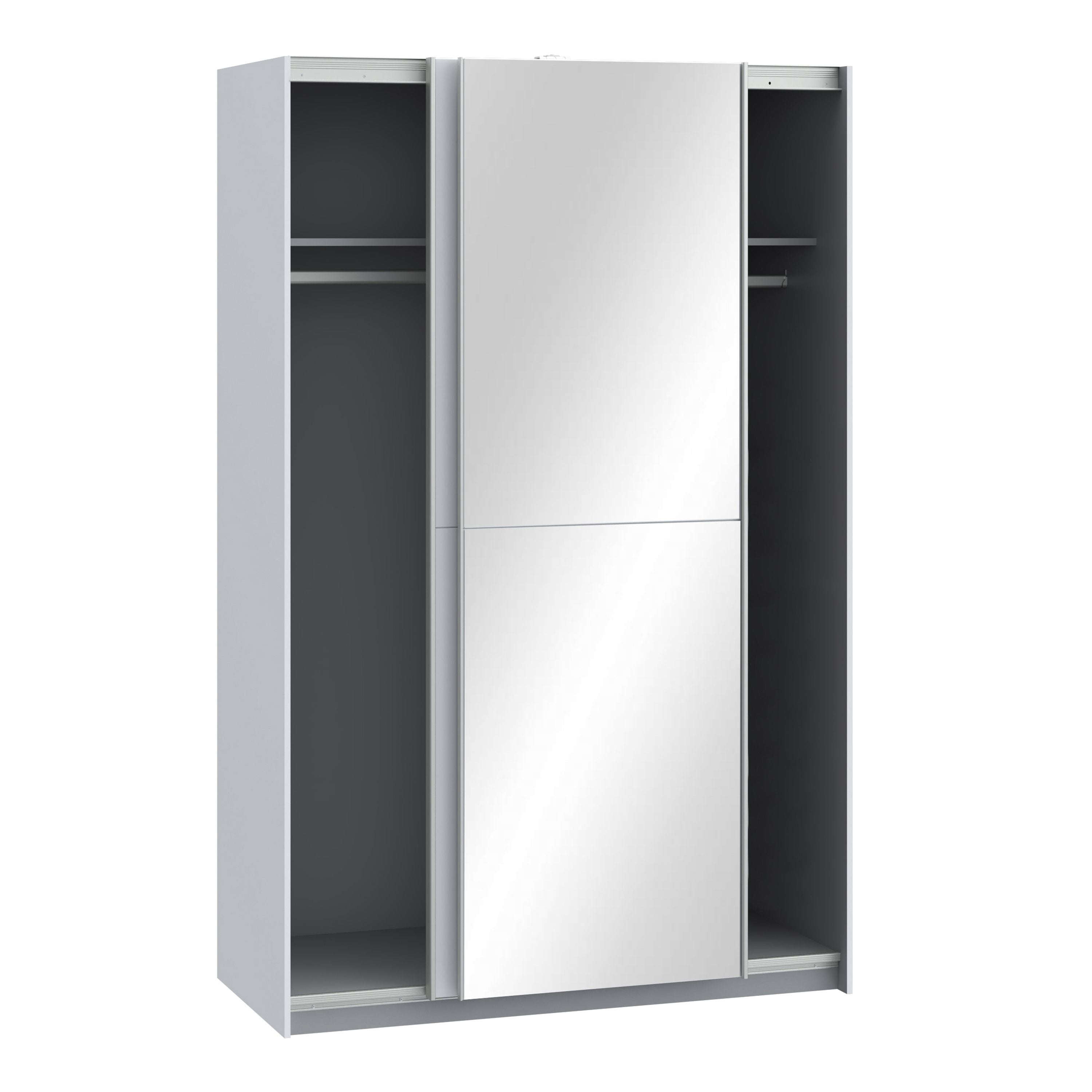 Babetta 2 Door Sliding Wardrobe In Matt White With Mirrored Door - Price Crash Furniture