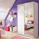 Babetta 2 Door Sliding Wardrobe In Matt White With Mirrored Door - Price Crash Furniture