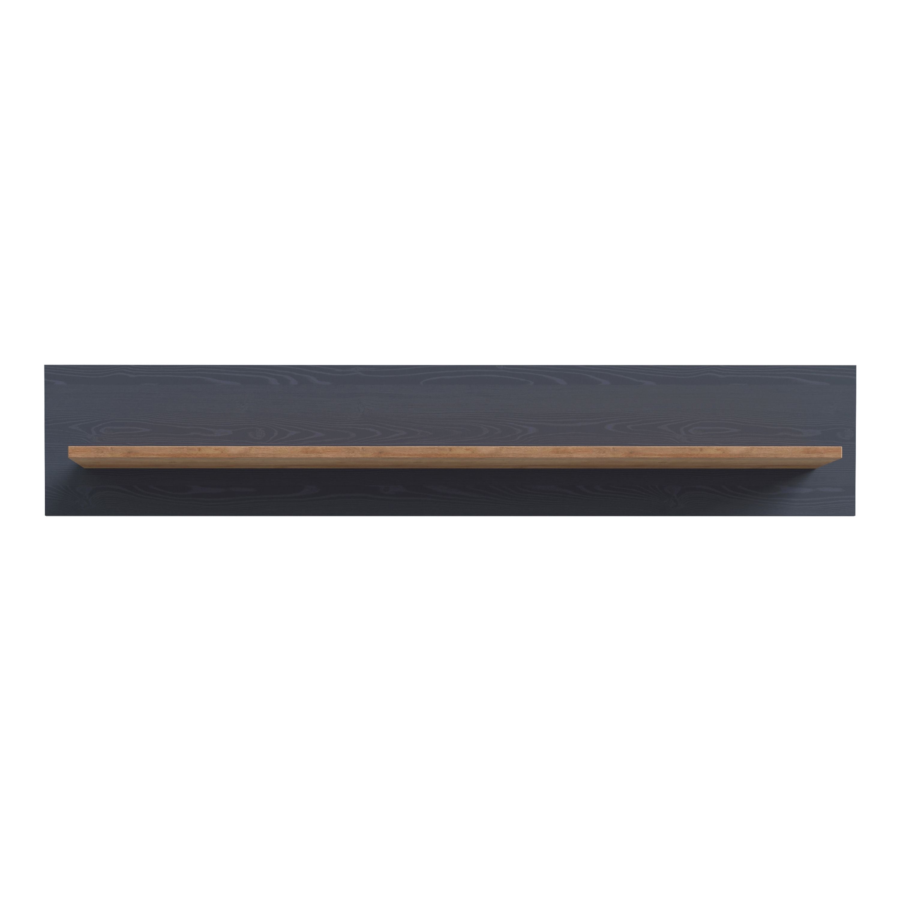 Bohol 160cm Floating Wall Shelf In Riviera Oak & Navy Blue - Price Crash Furniture