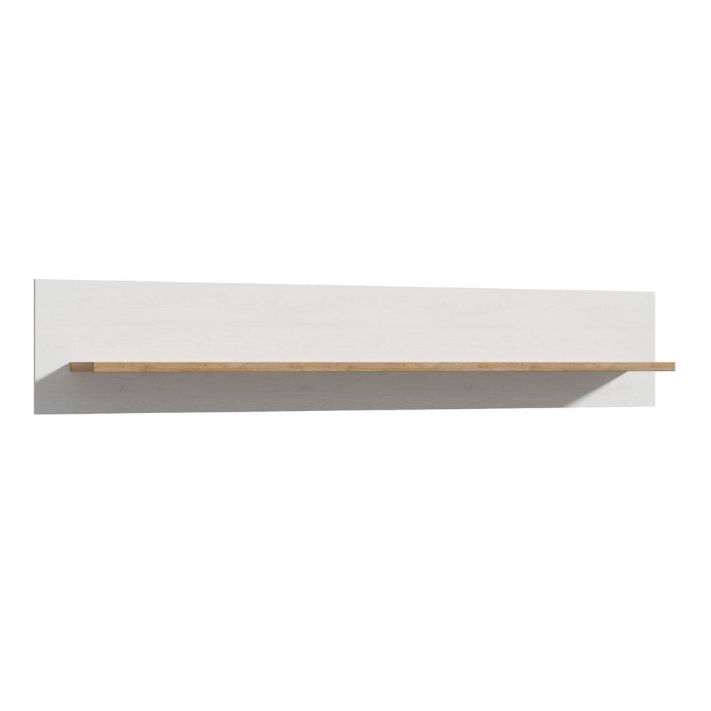 Bohol 160cm Floating Wall Shelf In Riviera Oak & White - Price Crash Furniture