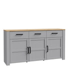 Bohol 3 Door 3 Drawer Sideboard In Riviera Oak/Grey Oak - Price Crash Furniture