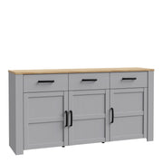 Bohol 3 Door 3 Drawer Sideboard In Riviera Oak/Grey Oak - Price Crash Furniture