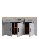 Bohol 3 Door 3 Drawer Sideboard In Riviera Oak/Grey Oak - Price Crash Furniture