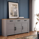 Bohol 3 Door 3 Drawer Sideboard In Riviera Oak/Grey Oak - Price Crash Furniture