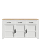 Bohol 3 Door 3 Drawer Sideboard In Riviera Oak & White - Price Crash Furniture