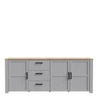 Bohol 3 Door 3 Drawer Large Sideboard Buffet Unit In Riviera Oak & Grey Oak - Price Crash Furniture