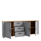 Bohol 3 Door 3 Drawer Large Sideboard Buffet Unit In Riviera Oak & Grey Oak - Price Crash Furniture