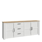 Bohol 3 Door 3 Drawer Large Sideboard In Riviera Oak/White - Price Crash Furniture