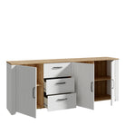 Bohol 3 Door 3 Drawer Large Sideboard In Riviera Oak/White - Price Crash Furniture