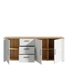 Bohol 3 Door 3 Drawer Large Sideboard In Riviera Oak/White - Price Crash Furniture