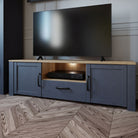 Bohol 2 Door 1 Drawer TV Unit In Riviera Oak & Navy - Price Crash Furniture