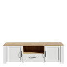 Bohol Designer 2 Door 1 Drawer TV Unit In Riviera Oak & White - Price Crash Furniture