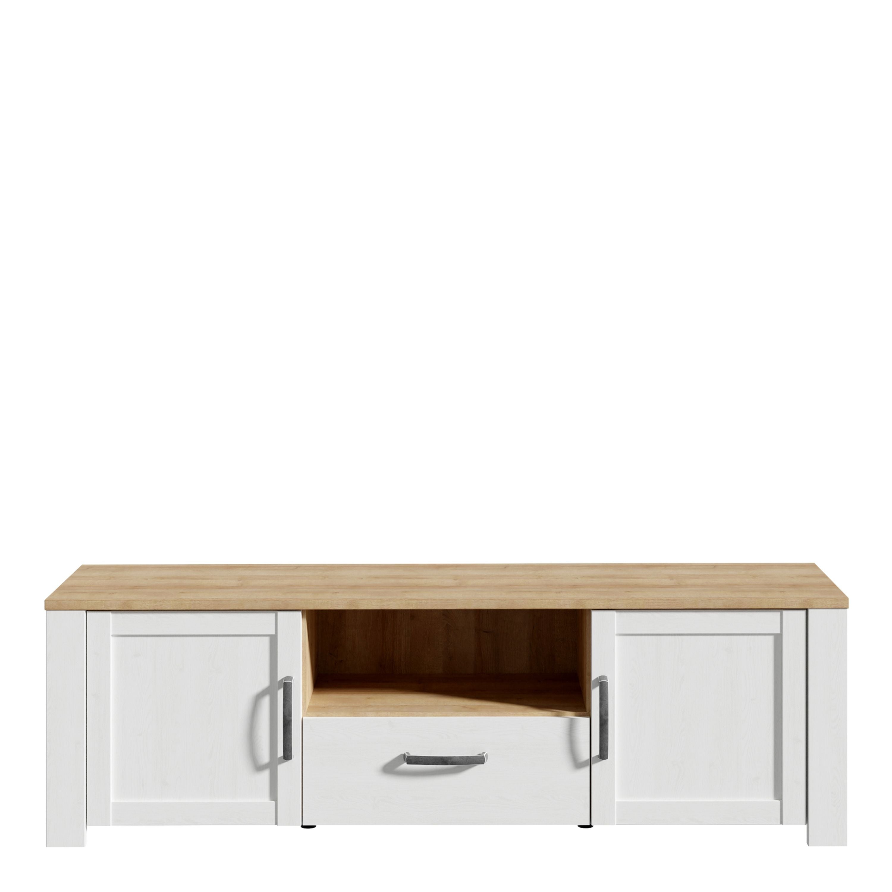 Bohol Designer 2 Door 1 Drawer TV Unit In Riviera Oak & White - Price Crash Furniture