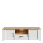 Bohol Designer 2 Door 1 Drawer TV Unit In Riviera Oak & White - Price Crash Furniture