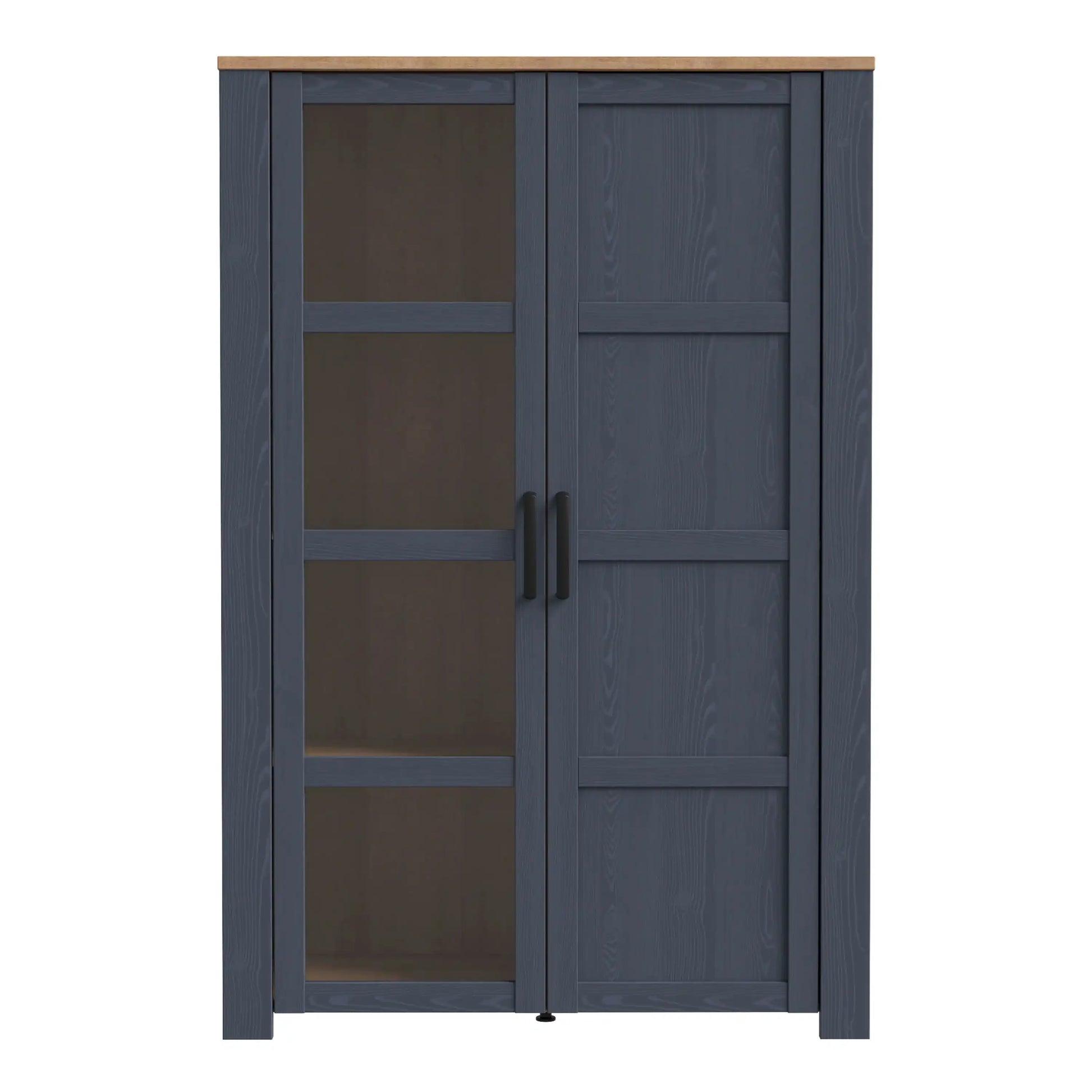 Bohol 2 Door Display Cabinet In Riviera Oak & Navy - Price Crash Furniture