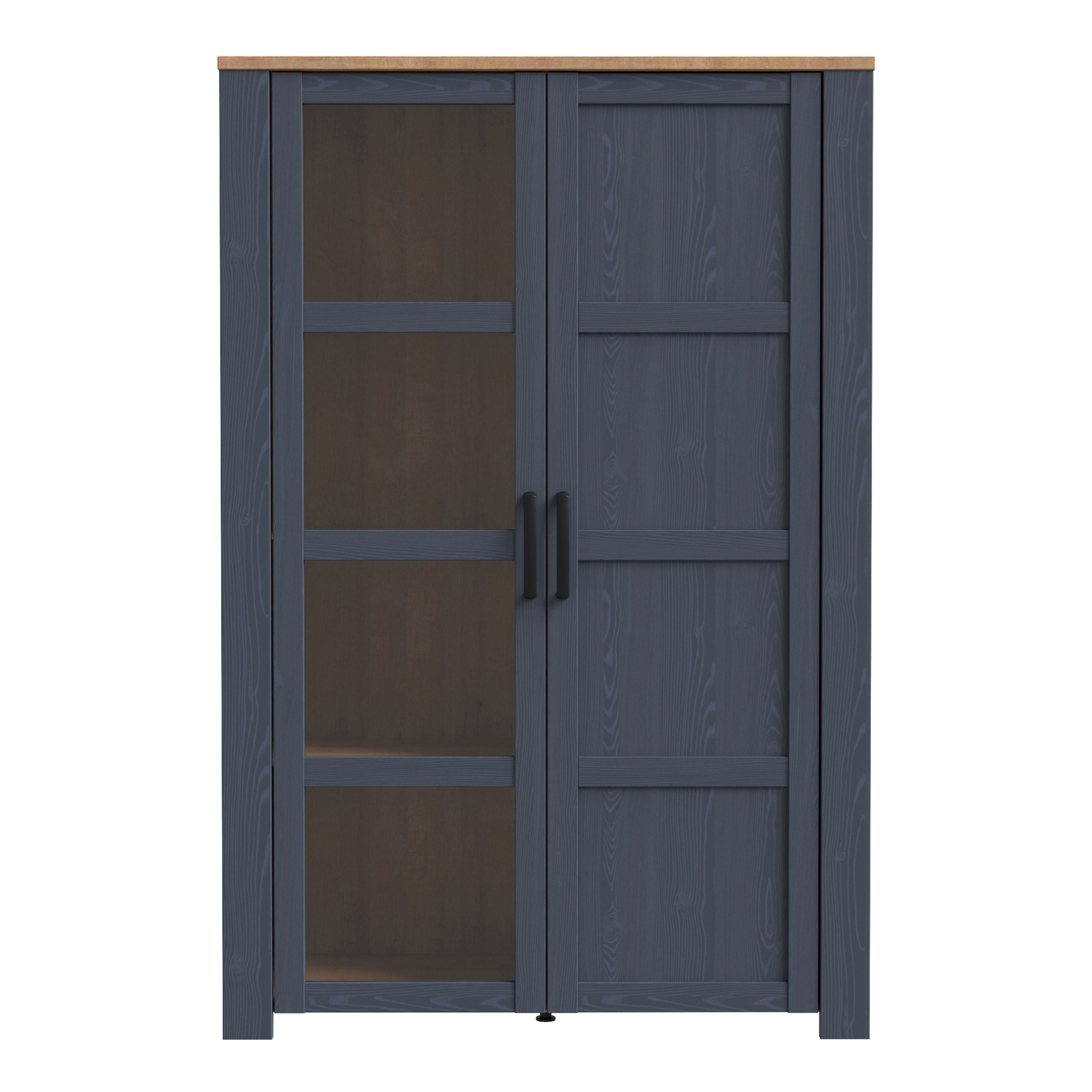 Bohol 2 Door Display Cabinet In Riviera Oak & Navy - Price Crash Furniture